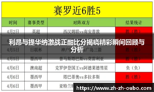 利昂与提华纳激战正酣比分揭晓精彩瞬间回顾与分析